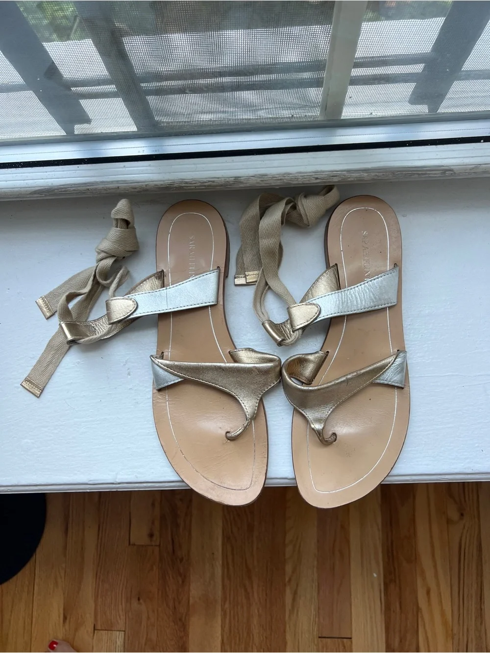 Sarah Flint - Grear Lace-Up Thong Sandal - Good and Silver Metallic Leather